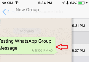 Swipe Left on WhatsApp Group Message on iPhone