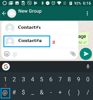 Tag People in WhatsApp Group Message on Android Phone