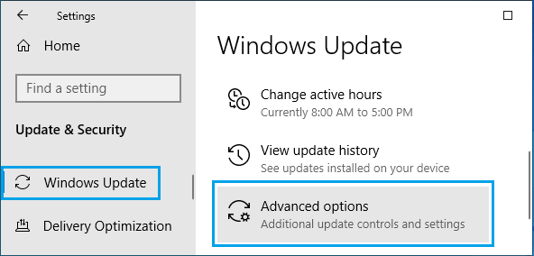 Erweiterte Windows Update-Option