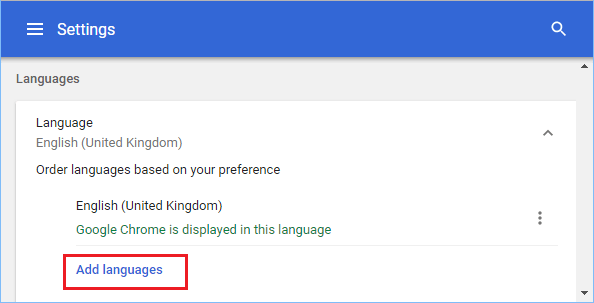 Add Languages Option in Chrome Browser