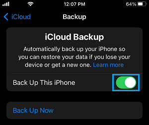 Enable iCloud Backups on iPhone
