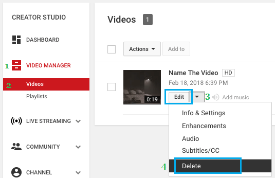 Delete YouTube Video on PC or Mac