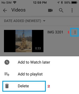 Delete YouTube Video from iPhone or Android Phone