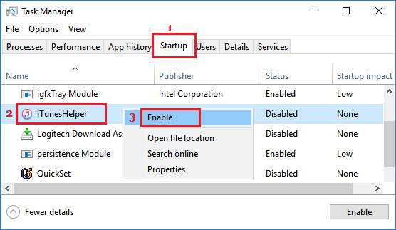 Enable Startup Programs in Windows 10