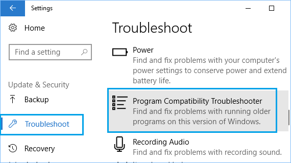 Run Program Compatibility Troubleshooter In Windows 10