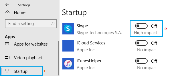 Disable Startup Programs Using Settings