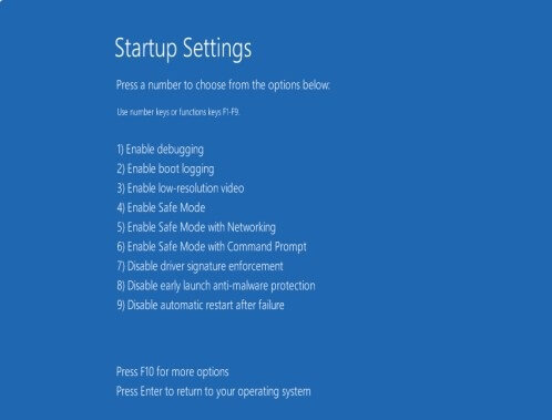 Troubleshooting Startup Options in Windows 10