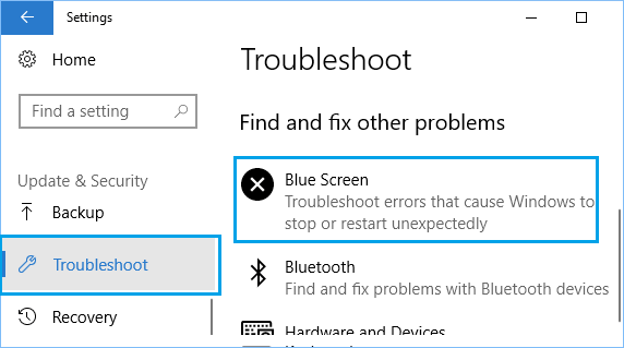 Troubleshoot Blue Screen Problems in Windows 10