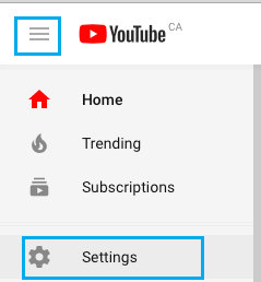 YouTube Settings Tab