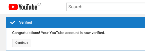 YouTube Account Verification Confirmation