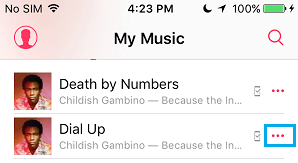 3-Dots Icon Next to Song in Apple Music