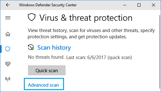 Run Windows Defender Advanced Scan