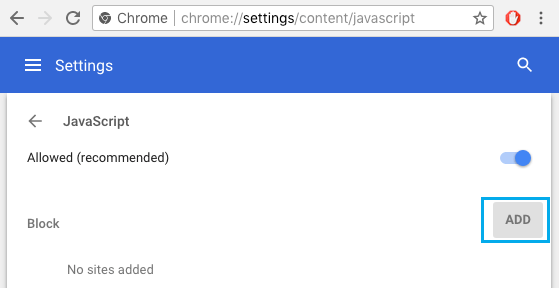 Disable JavaScript For Specific Websites in Chrome