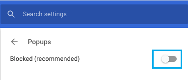 Block Popups in Google Chrome Browser