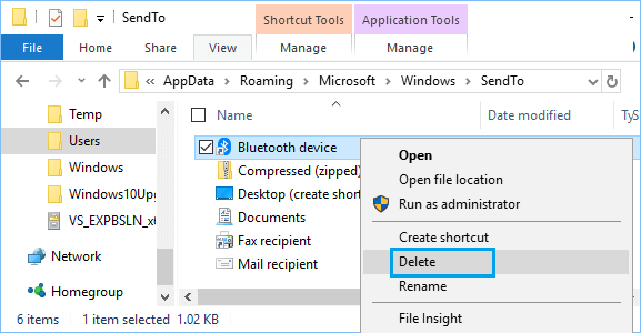 windows 10 send to compressed folder missing