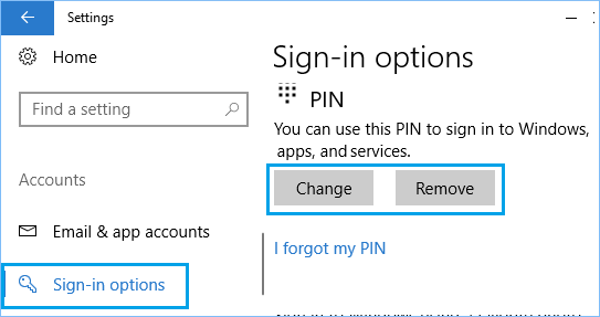 Change or Remove PIN Sign-in Option in Windows 10