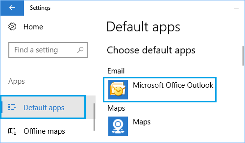 Set Microsoft Outlook as Default Email App