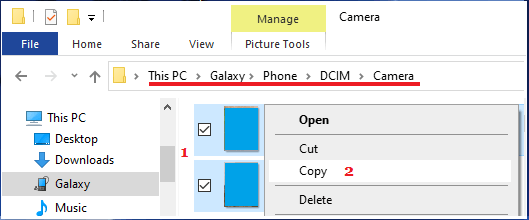 Copy Selected Photos from Android Phone to PC