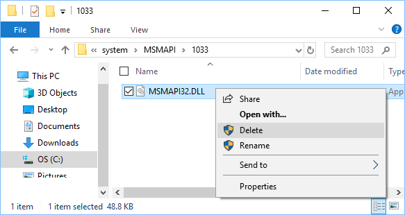 Delete Msmapi32.dll File