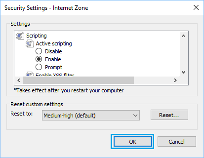 Enable JavaScript in Internet Explorer