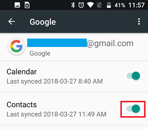 Enable Syncing of Contacts to Google on Android Phone