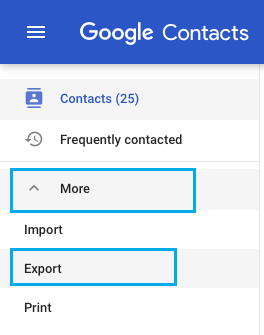 Export Contacts Option in Gmail