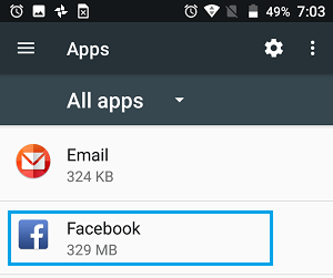 Facebook on Android All Apps Screen