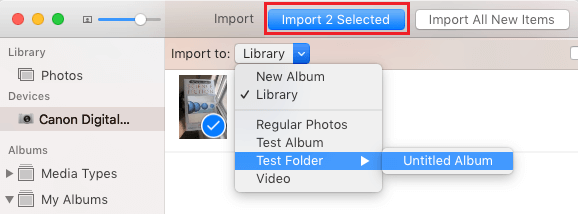 Import Selected Photos to Folder on Mac