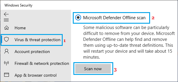 Microsoft Defender Offline Scan Option on Windows PC