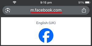 Mobile Version of Facebook on Google Chrome iPhone