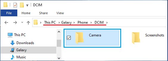 Copie la carpeta de la cámara de Android a la PC