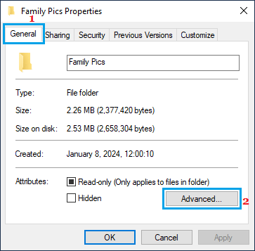 Open Advanced File Properties