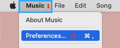 Open Music App Preferences on Mac