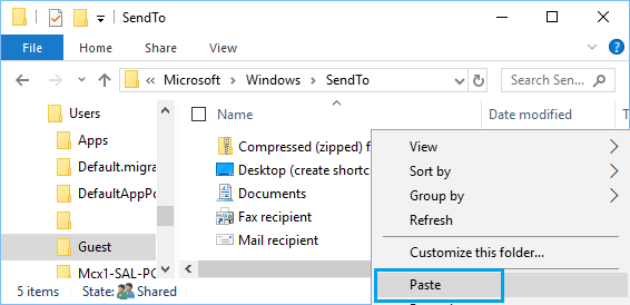 Paste Compressed ZIP Folder into User Profile