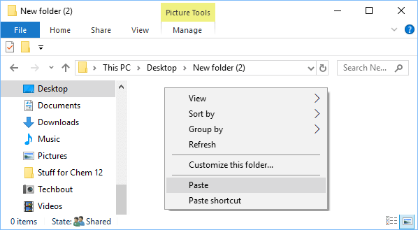 Paste Photos Into Folder on Windows Computer