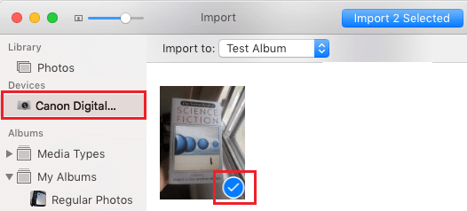 Select Photos to Transfer From Digital Camera to Folder on Mac