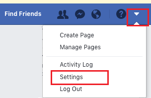 Facebook Settings Option