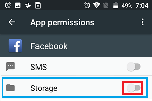 Deny Facebook With Access to Photo Storage on Android