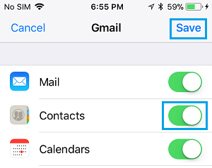 Habilitar contactos de iPhone en Gmail