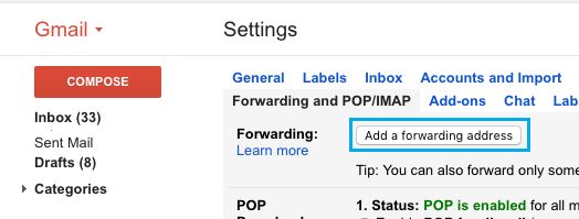 Add a Forwarding Address Option in Gmail