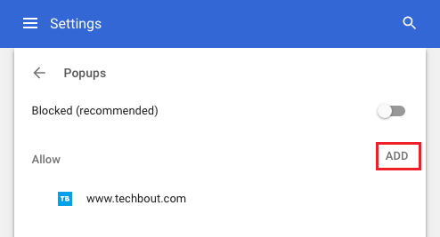 Allow Popups For Specific Websites in Chrome