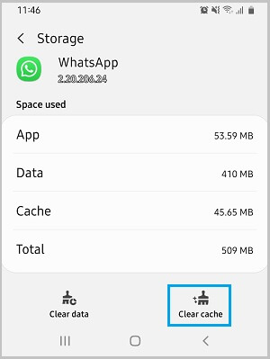 Clear WhatsApp Cache on Android Phone