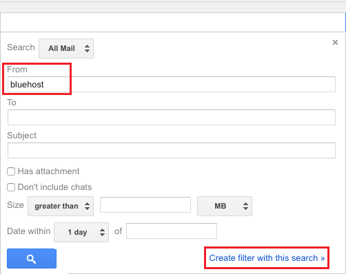 Create Filter with this search option in Gmail