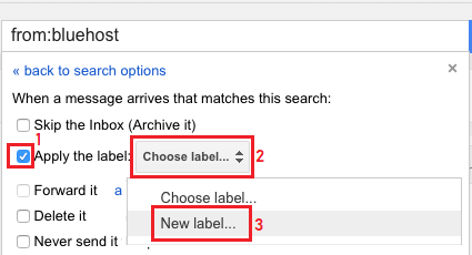 Create New Label Option in Gmail