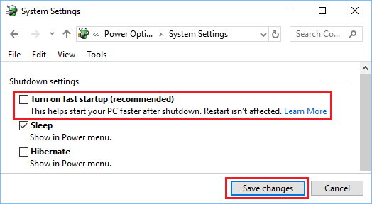 Disable Fast Startup in Windows 10/11