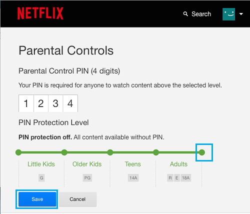 Disable Account Level PIN Protection in Netflix