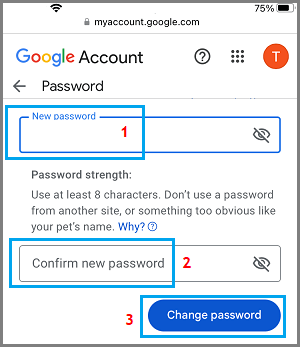 Enter and Confirm New Gmail Password on iPhone