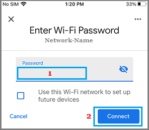 Enter WiFi Password Option in Google Home App