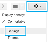 Gear Icon and Settings Option in Gmail