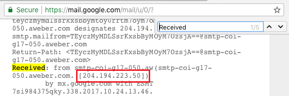 IP Address of Email Sender in Email Header